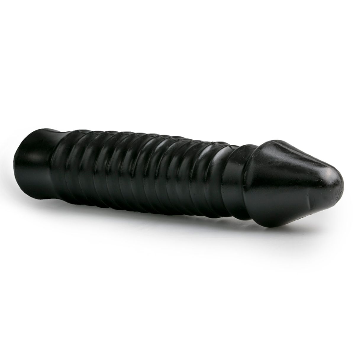 Large Dildo With Ribbed Shaft - Black