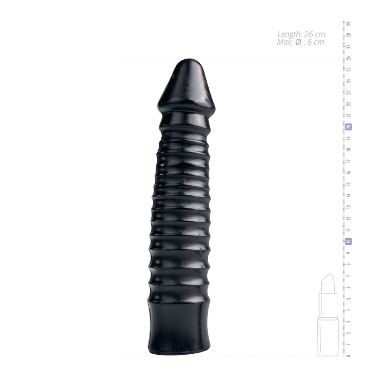 Large Dildo With Ribbed Shaft - Black