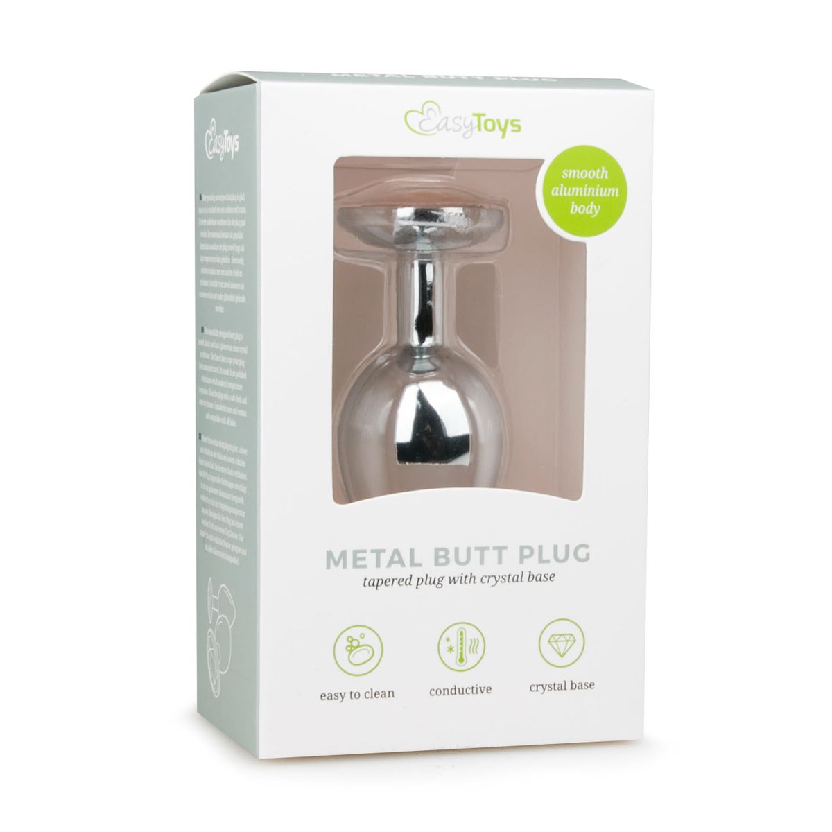Metal Butt Plug Silver/Clear - M