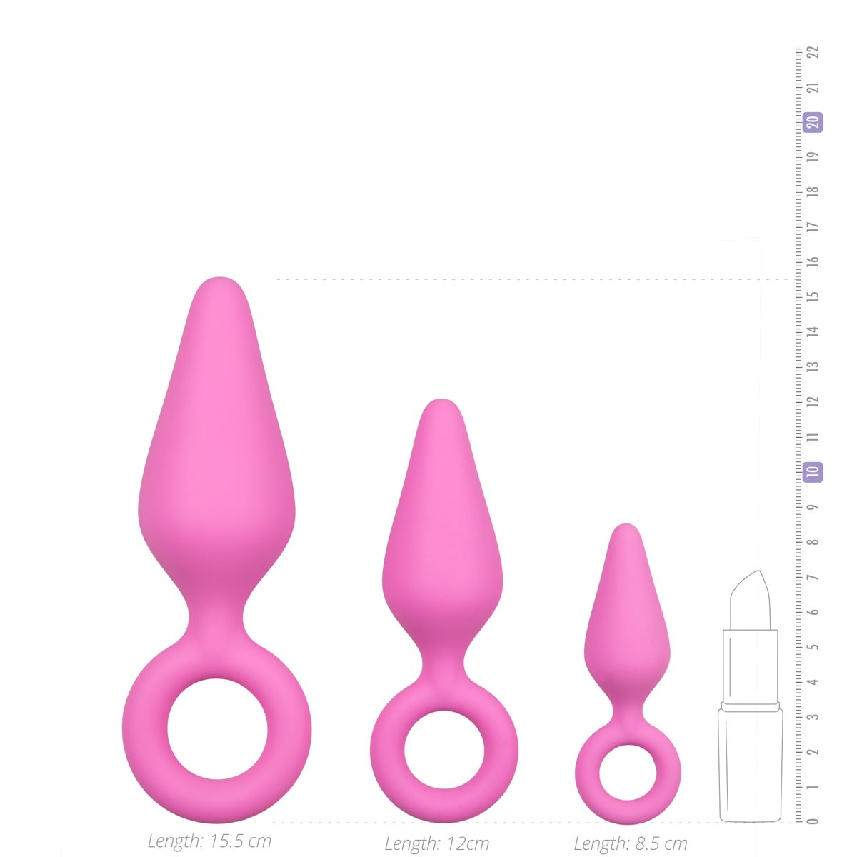 Pink Buttplugs With Pull Ring - Set