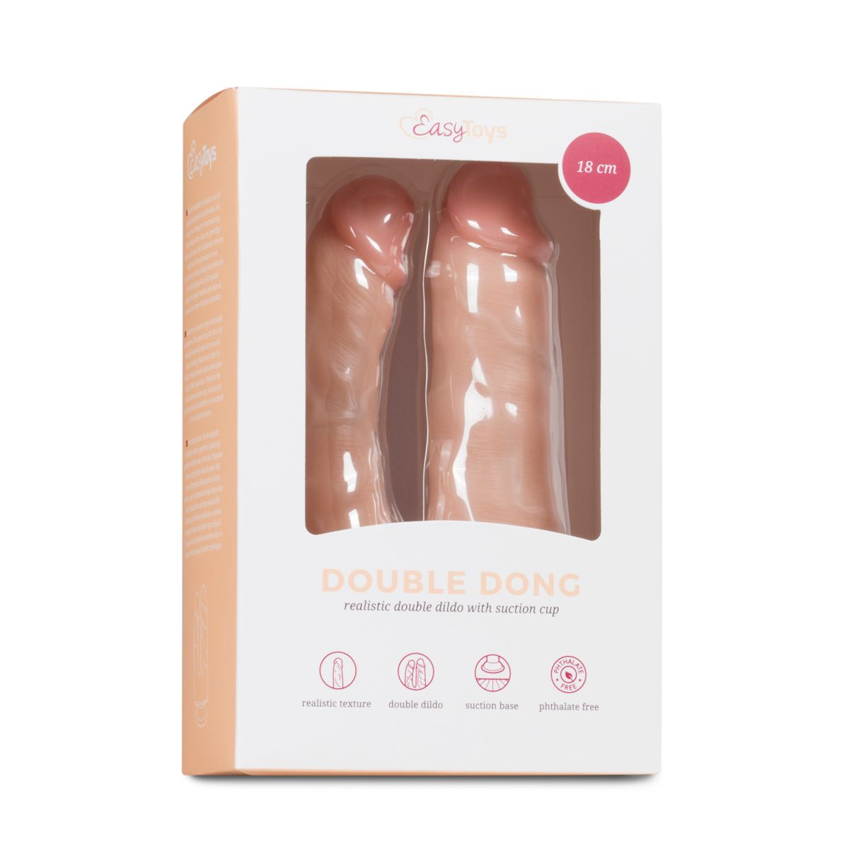 Realistic Double Dildo With Suction Cup - 18 cm