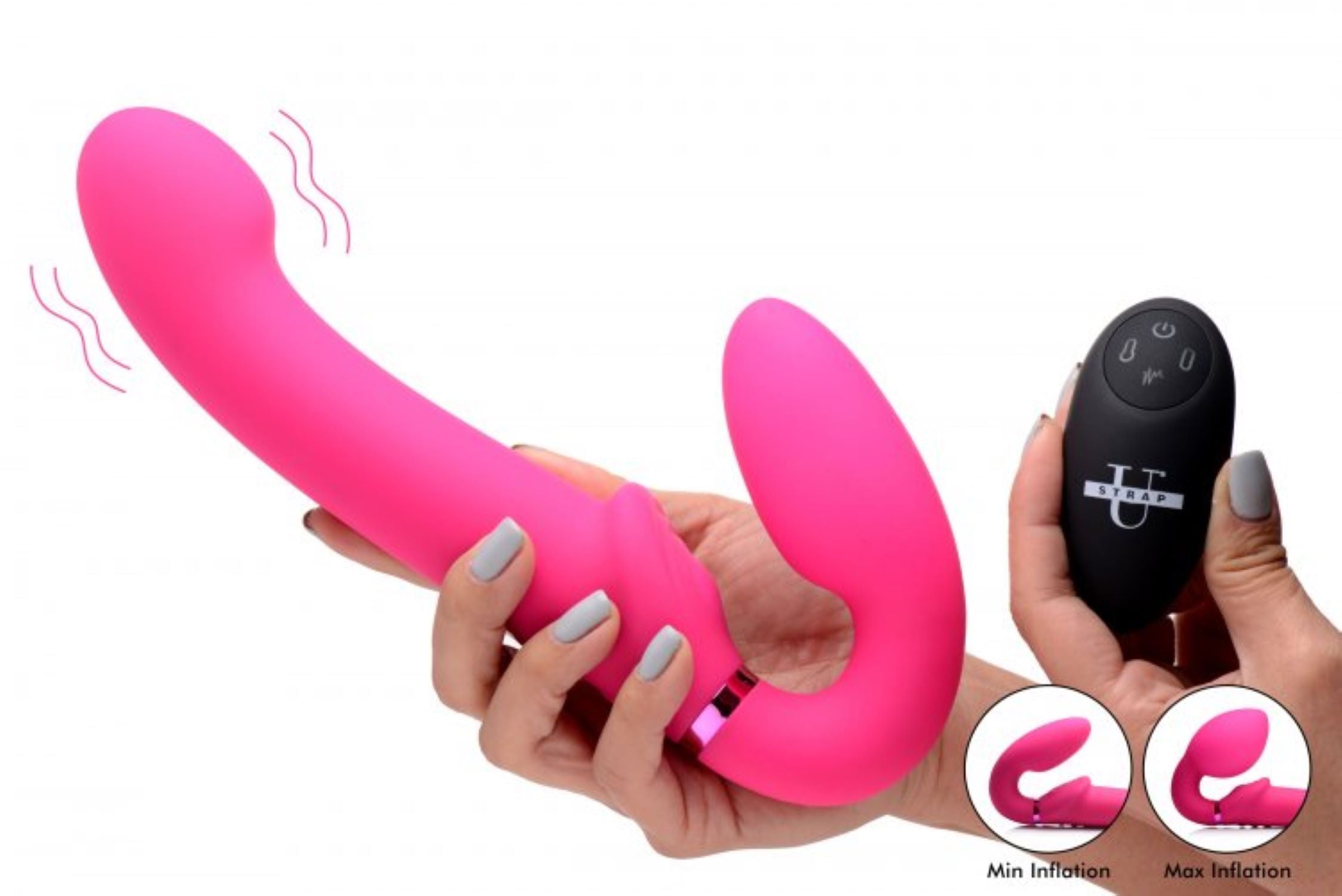 G-Pulse Vibrating Strapless Strap-On Vibrator With Remote Control - Pink