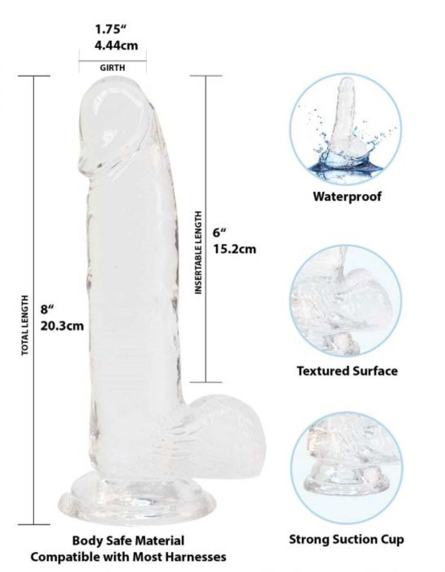 Crystal Addiction - Transparent Dildo - 19 cm