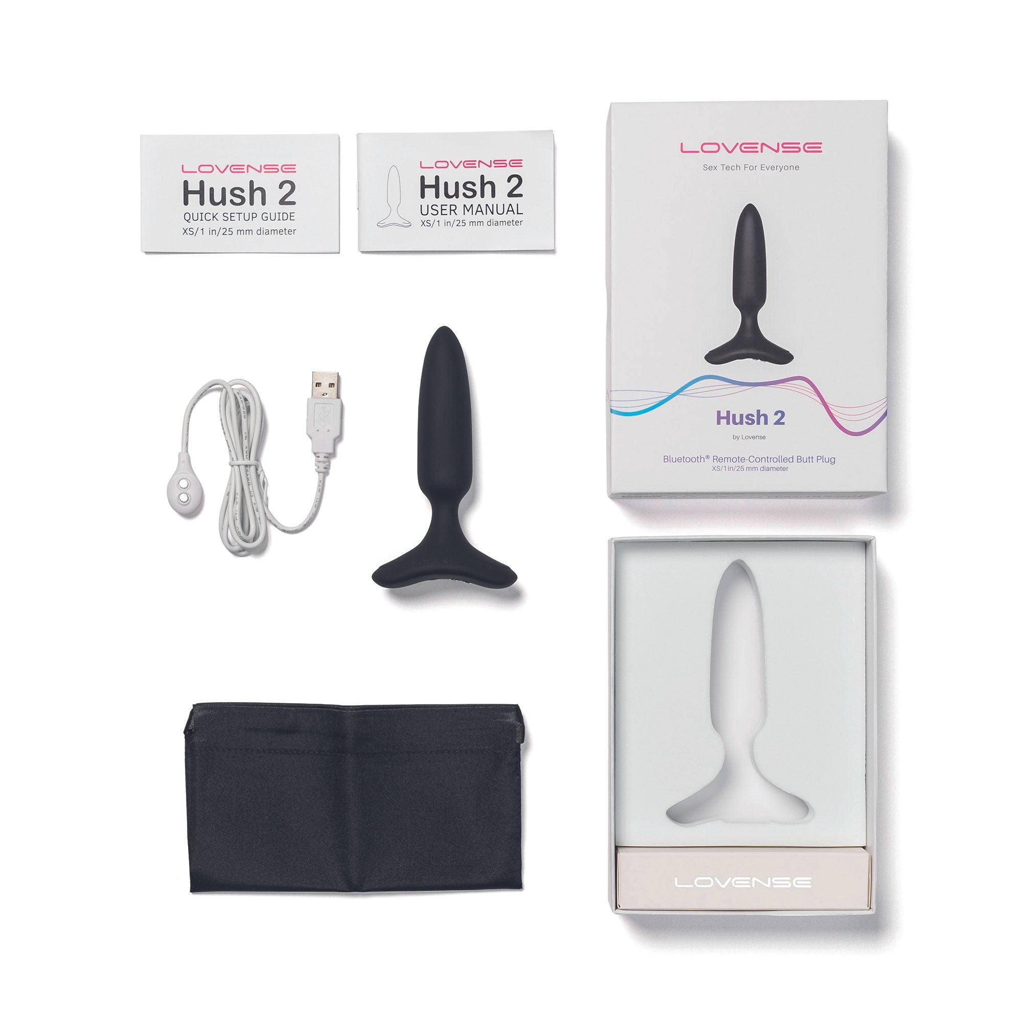 Lovense - Hush 2 Vibrating Butt Plug With App - Black