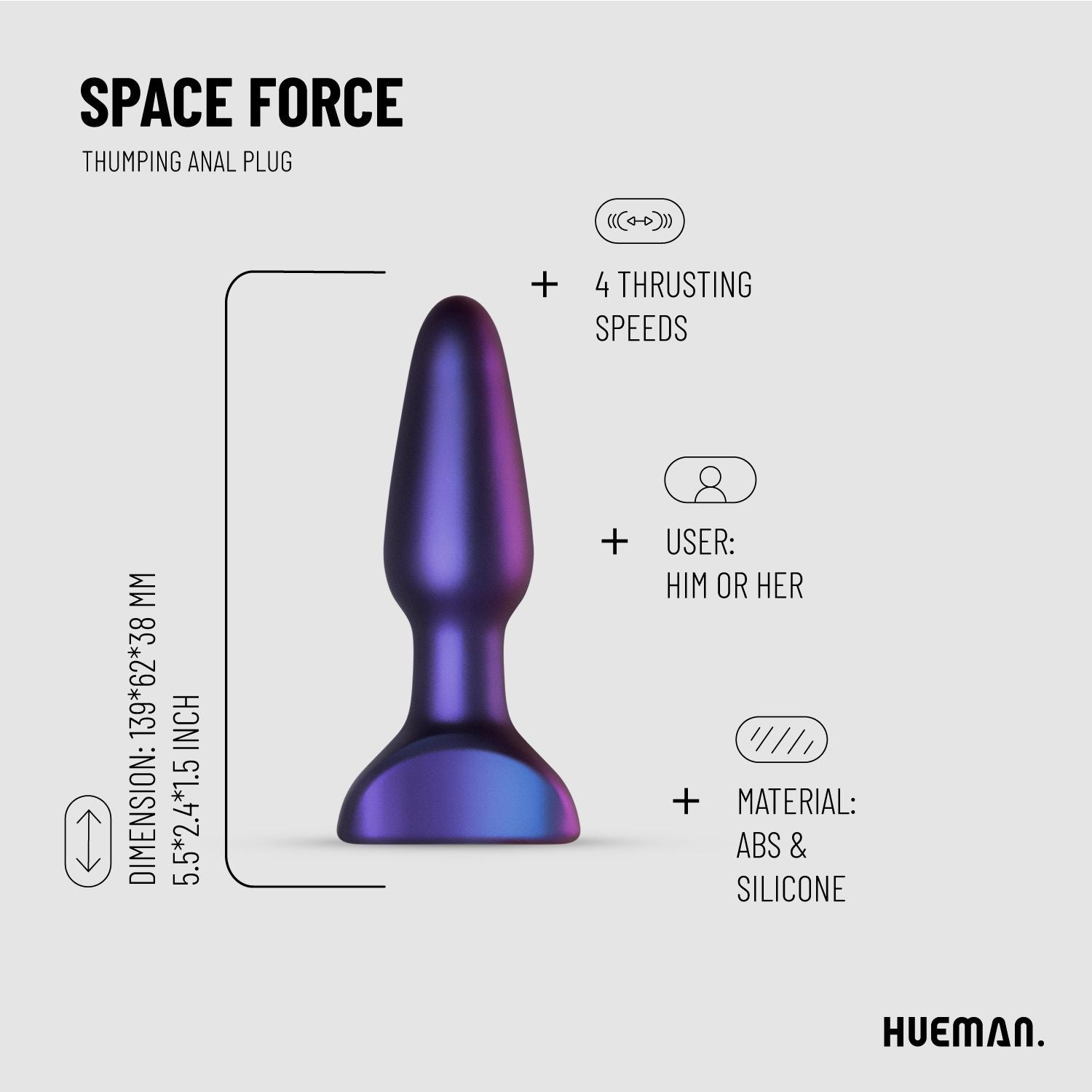 Hueman - Space Force Vibrating and Thrusting Butt Plug