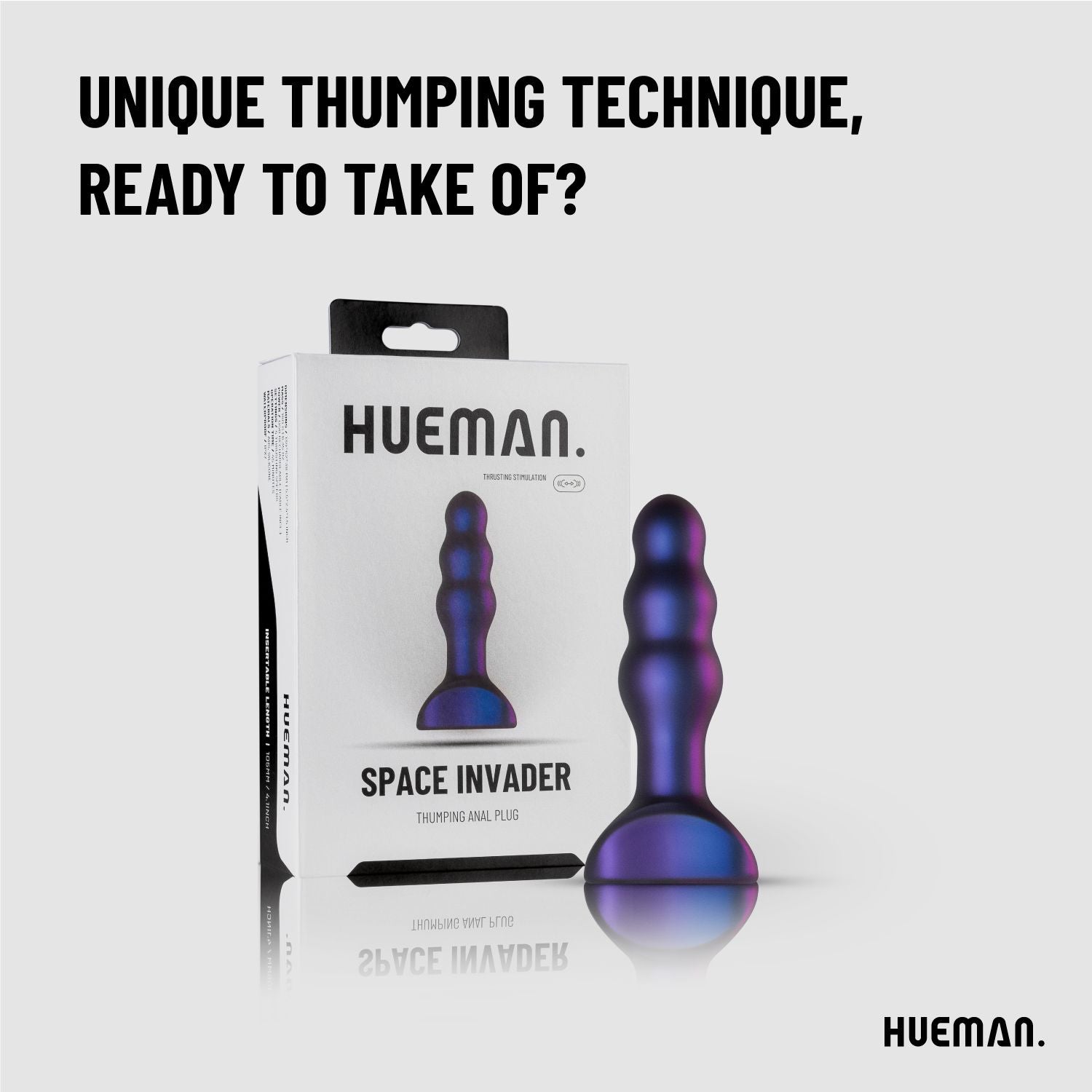 Hueman - Space Invader Vibrating and Thrusting Butt Plug