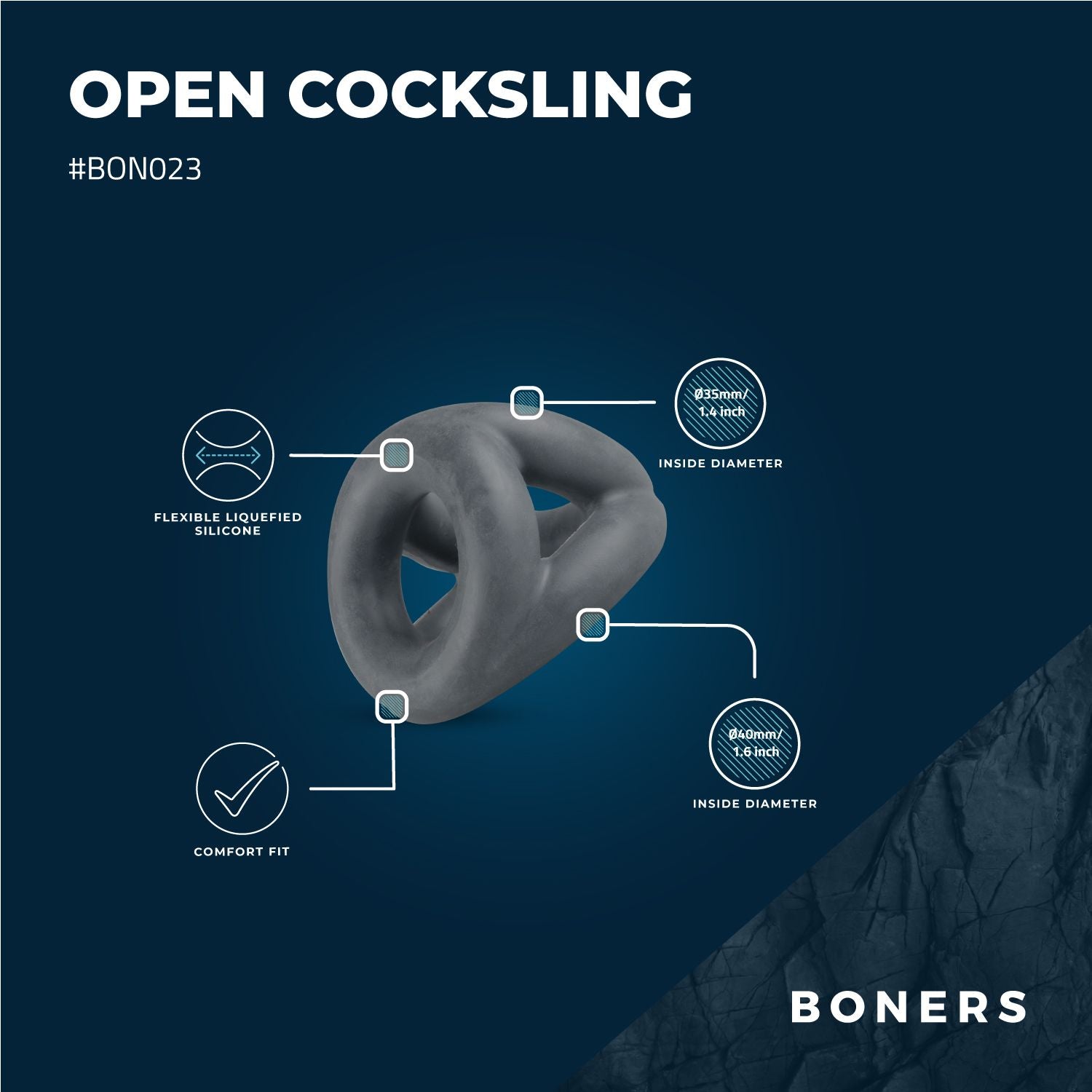 Boners Open Cocksling - Triple Cockring