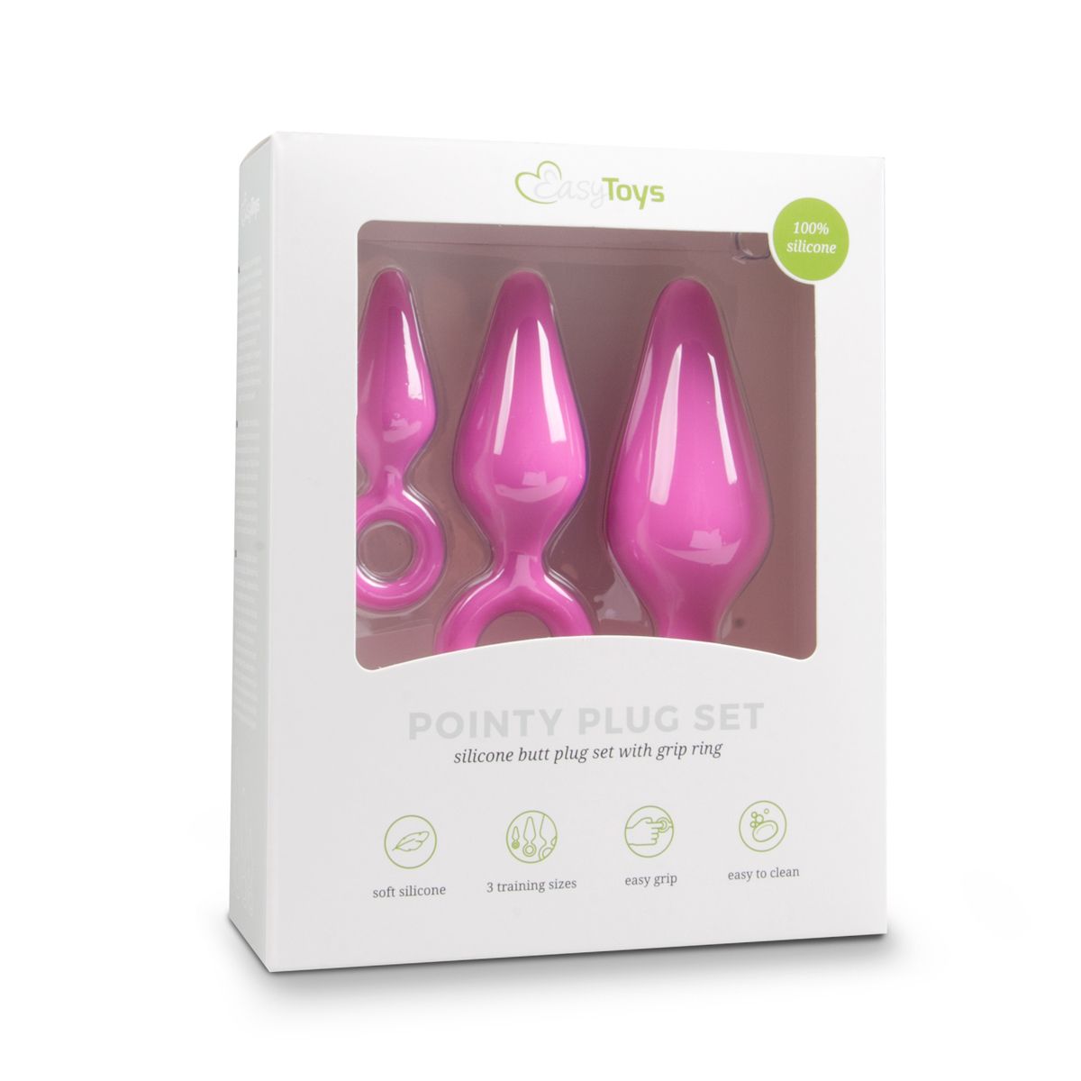Pink Buttplugs With Pull Ring - Set