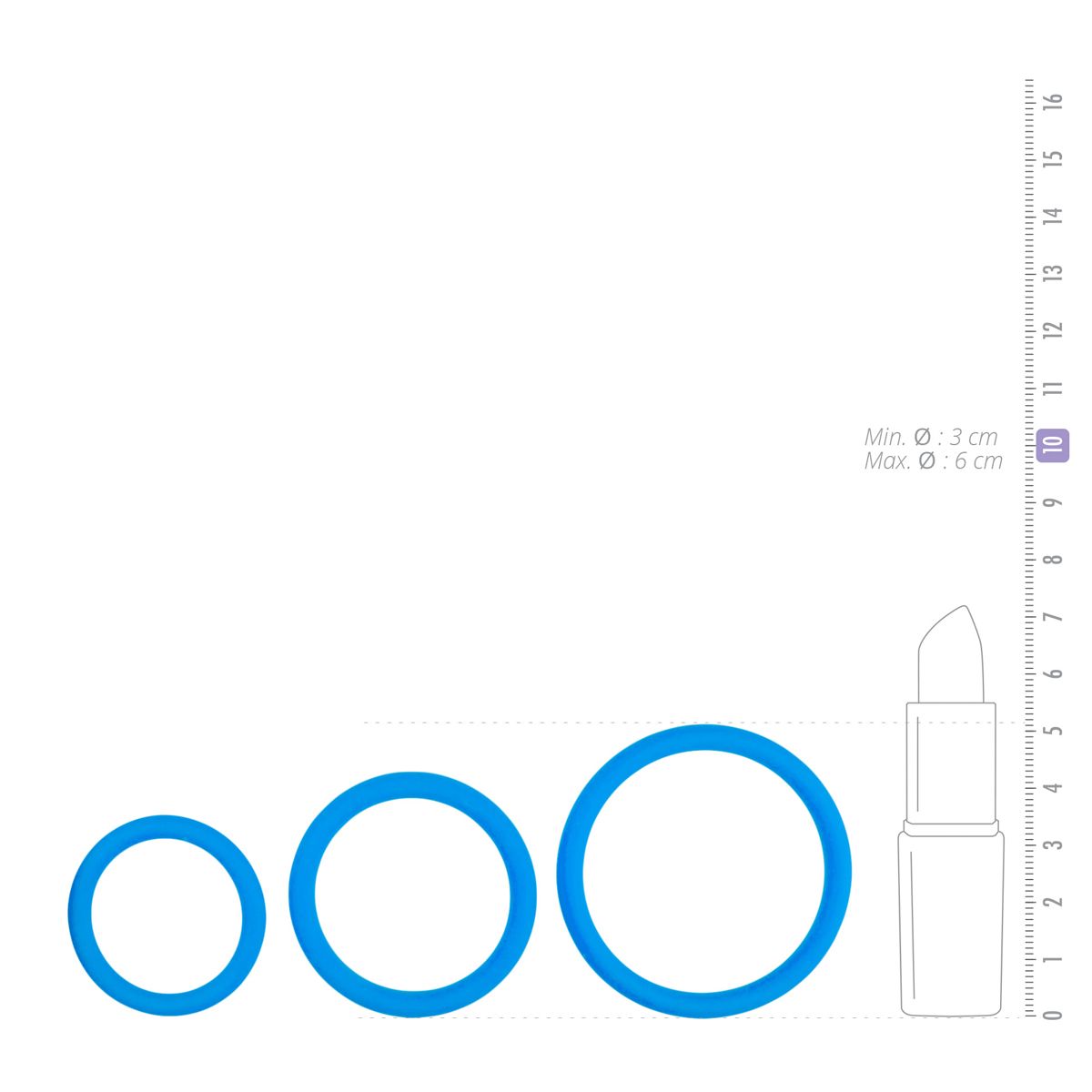 Three Size Cock Ring Set - Blue