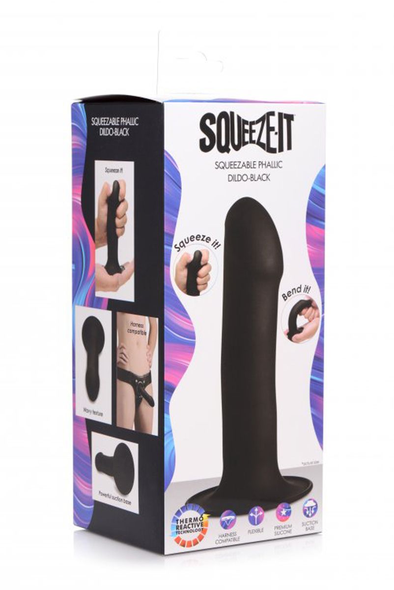 Squeeze-It Phallic Dildo - Black