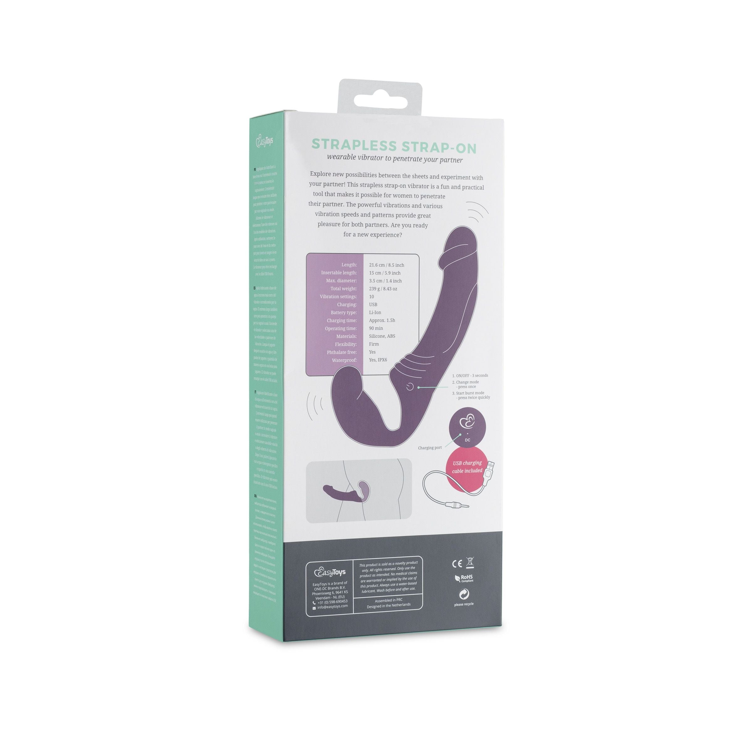 Strapless Strap-On Vibrator - Purple