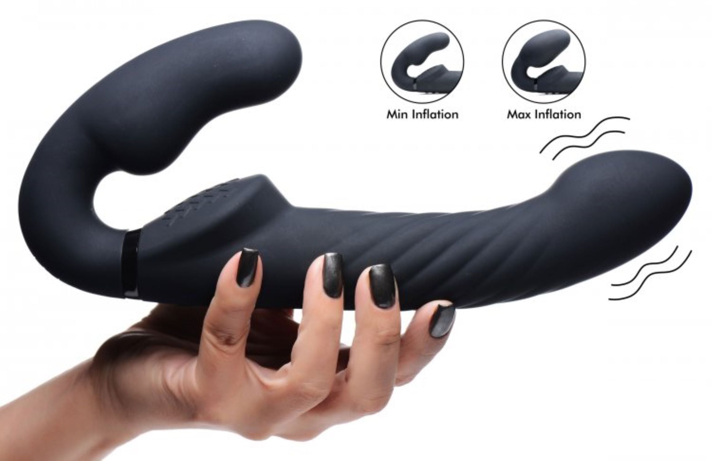 Swirl Vibrating Strapless Strap-On - Black
