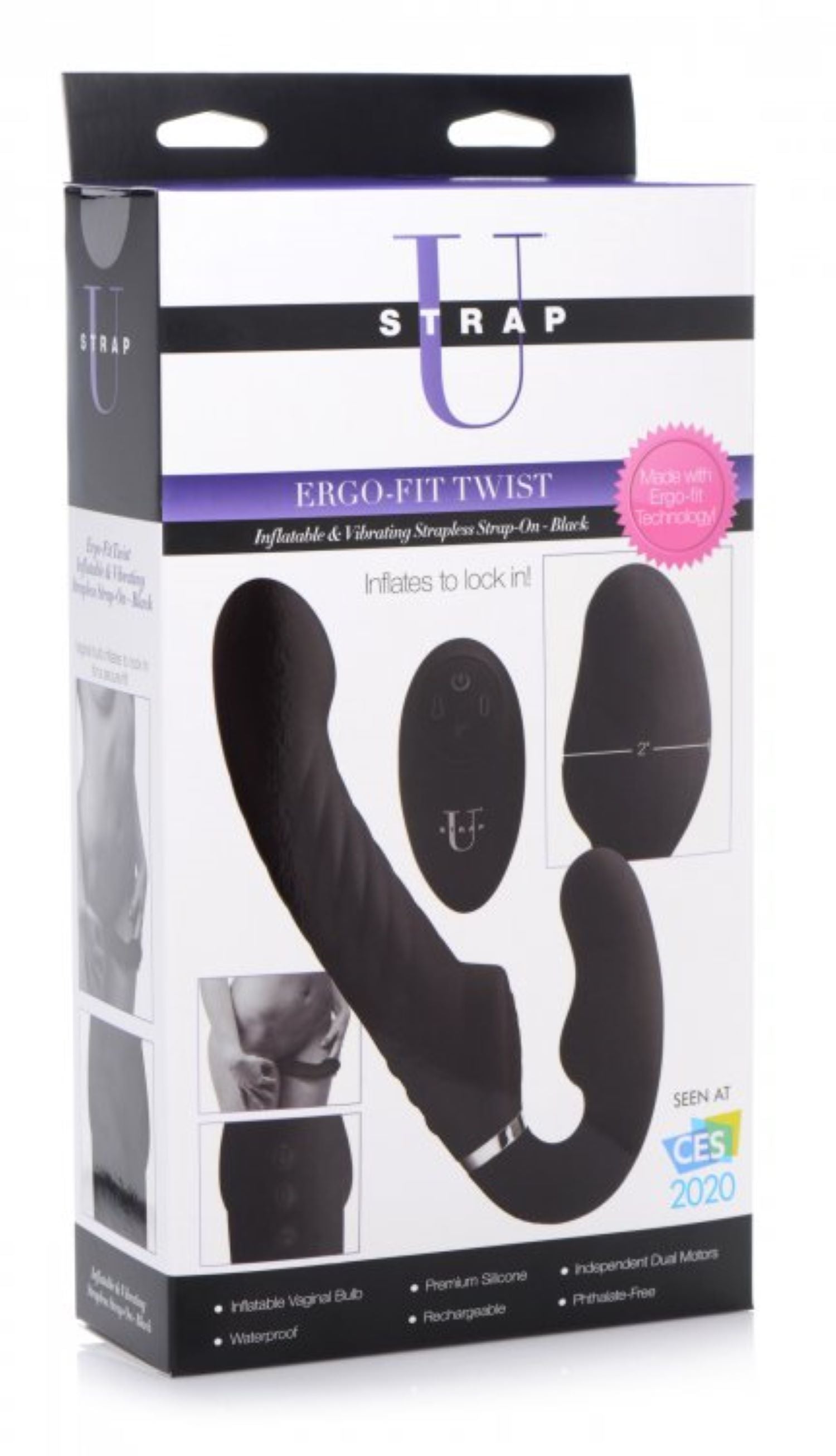 Swirl Vibrating Strapless Strap-On - Black