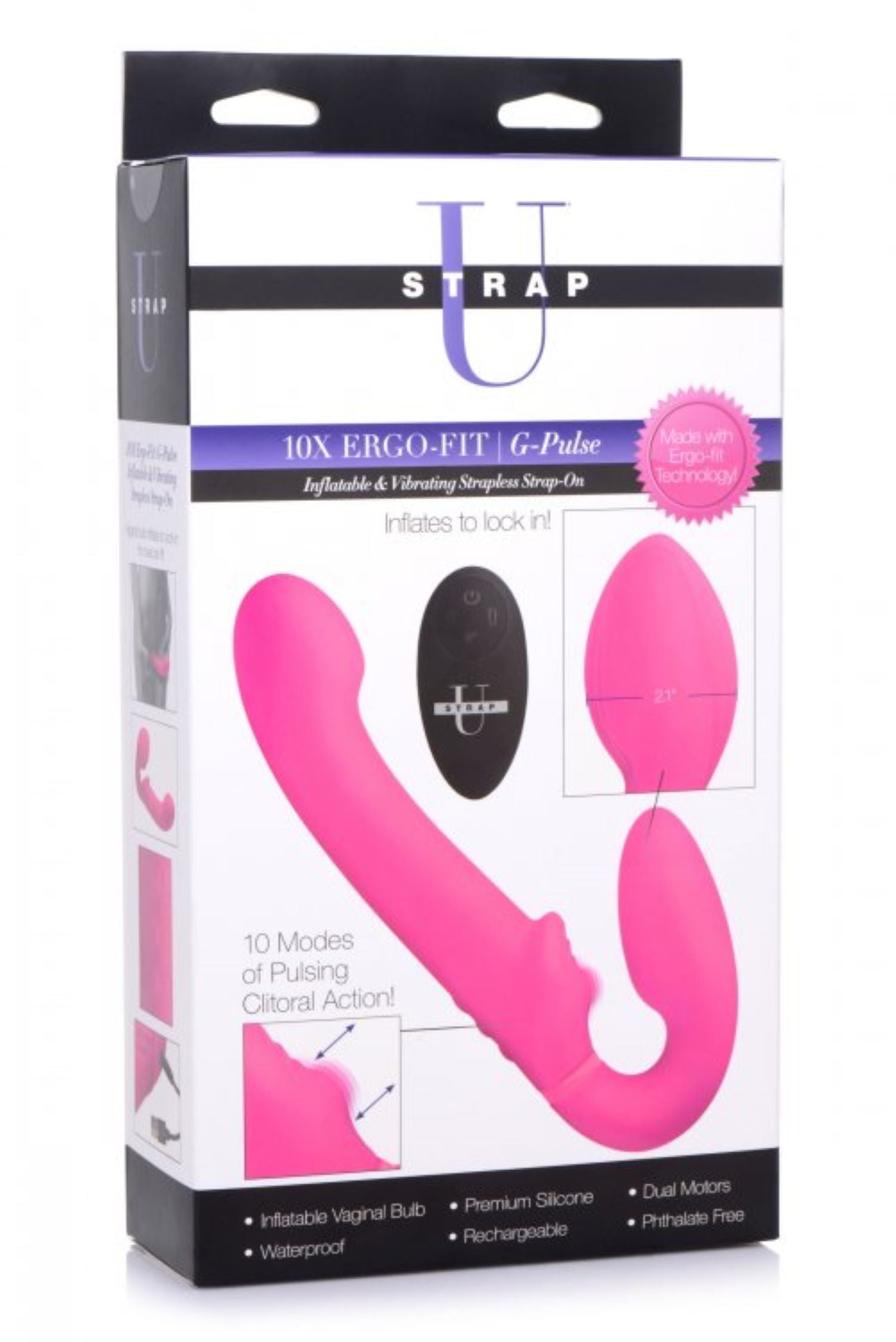 G-Pulse Vibrating Strapless Strap-On Vibrator With Remote Control - Pink