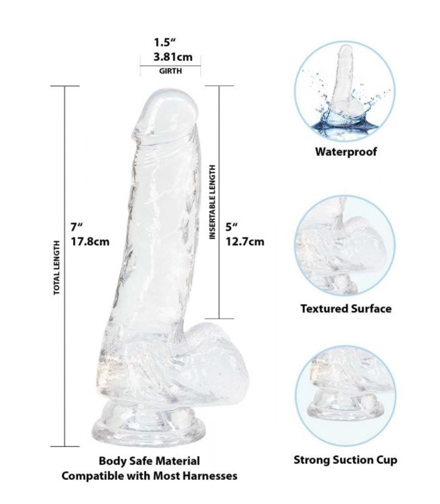 Crystal Addiction - Transparent Dildo - 18 cm