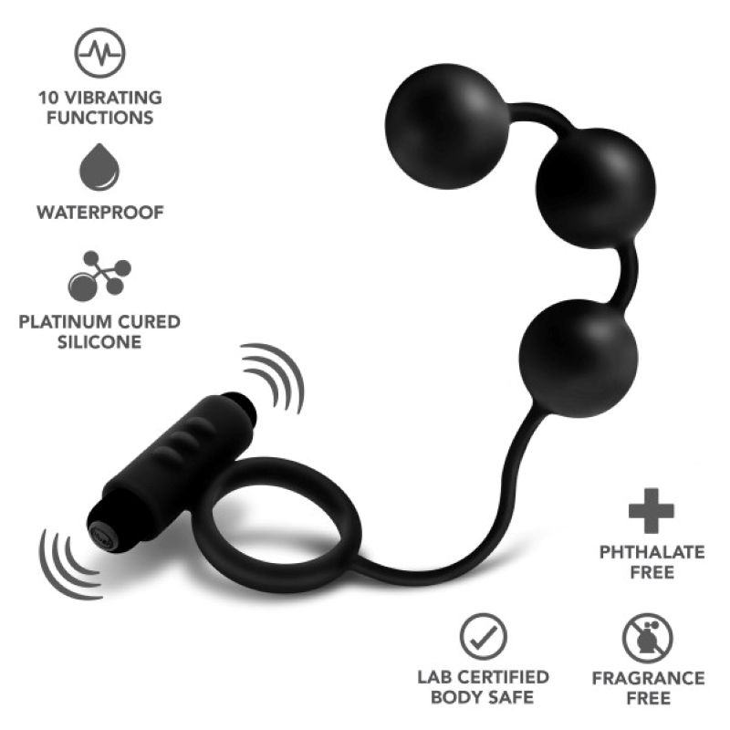 Anal Adventures Platinum - Anal Beads with Vibrating Cockring