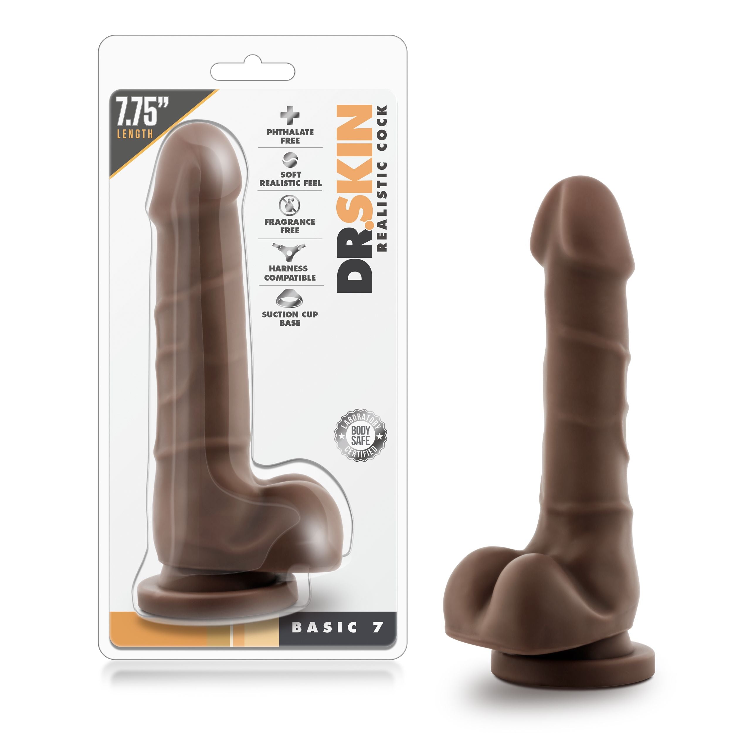 Dr. Skin - Realistic Dildo With Suction Cup 7.75'' - Chocolate