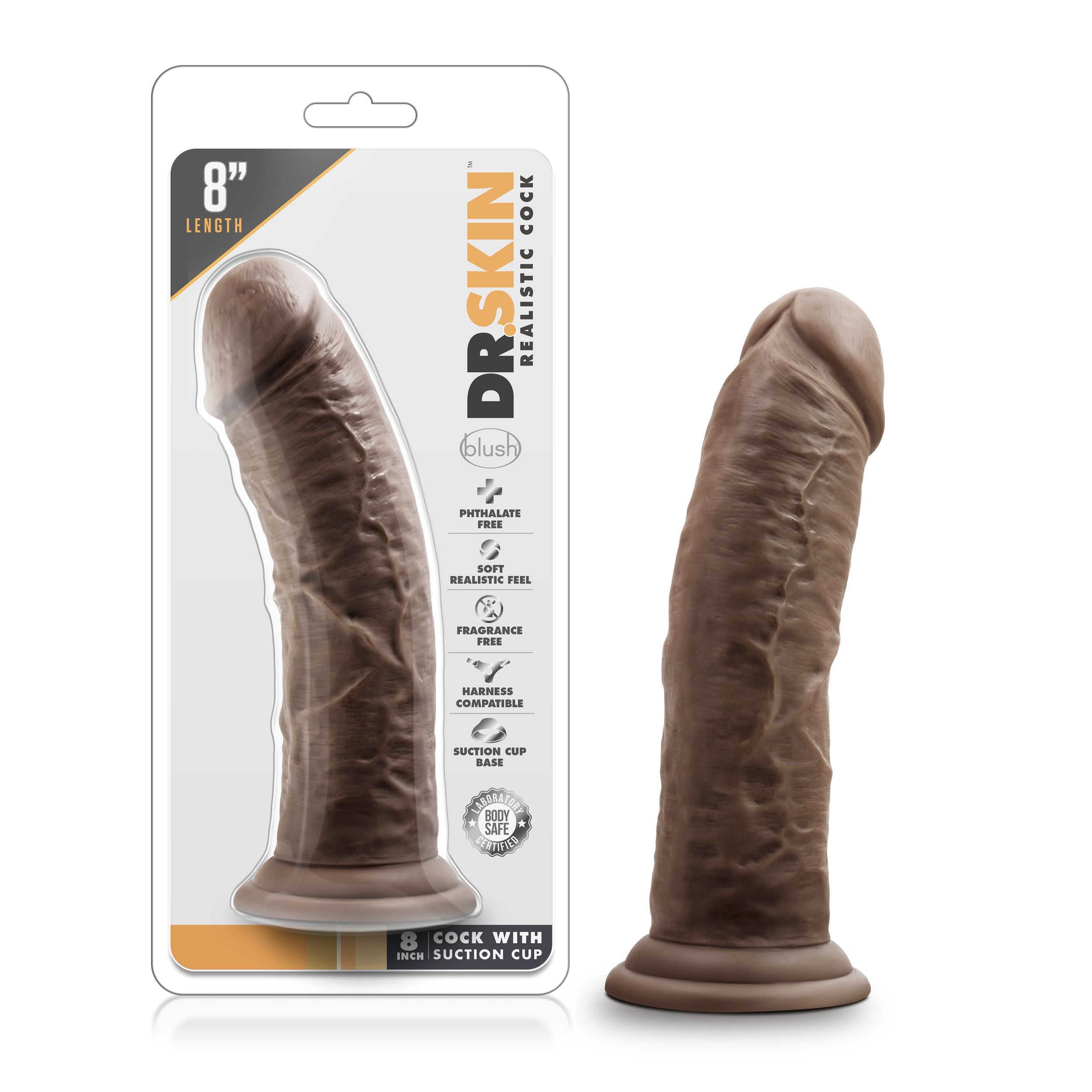 Dr. Skin - Realistic Dildo With Suction Cup 8'' - Chocolate