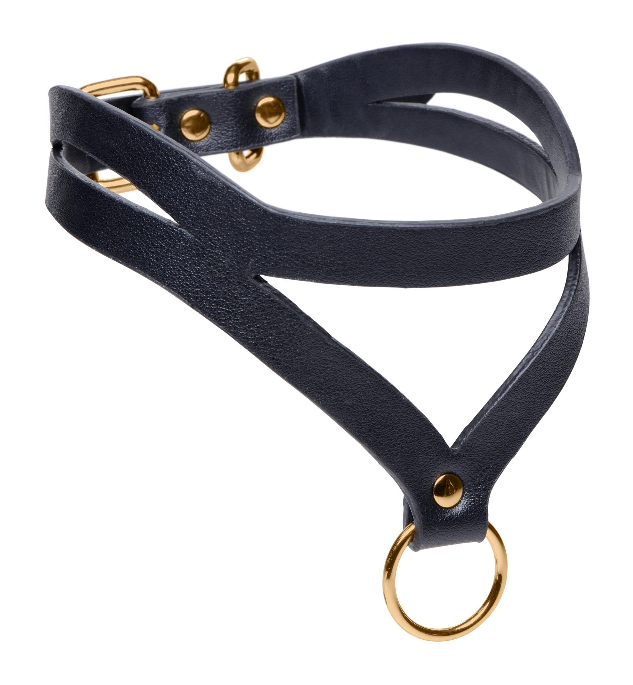 Bondage Baddie Collar With O-ring - Black/Gold
