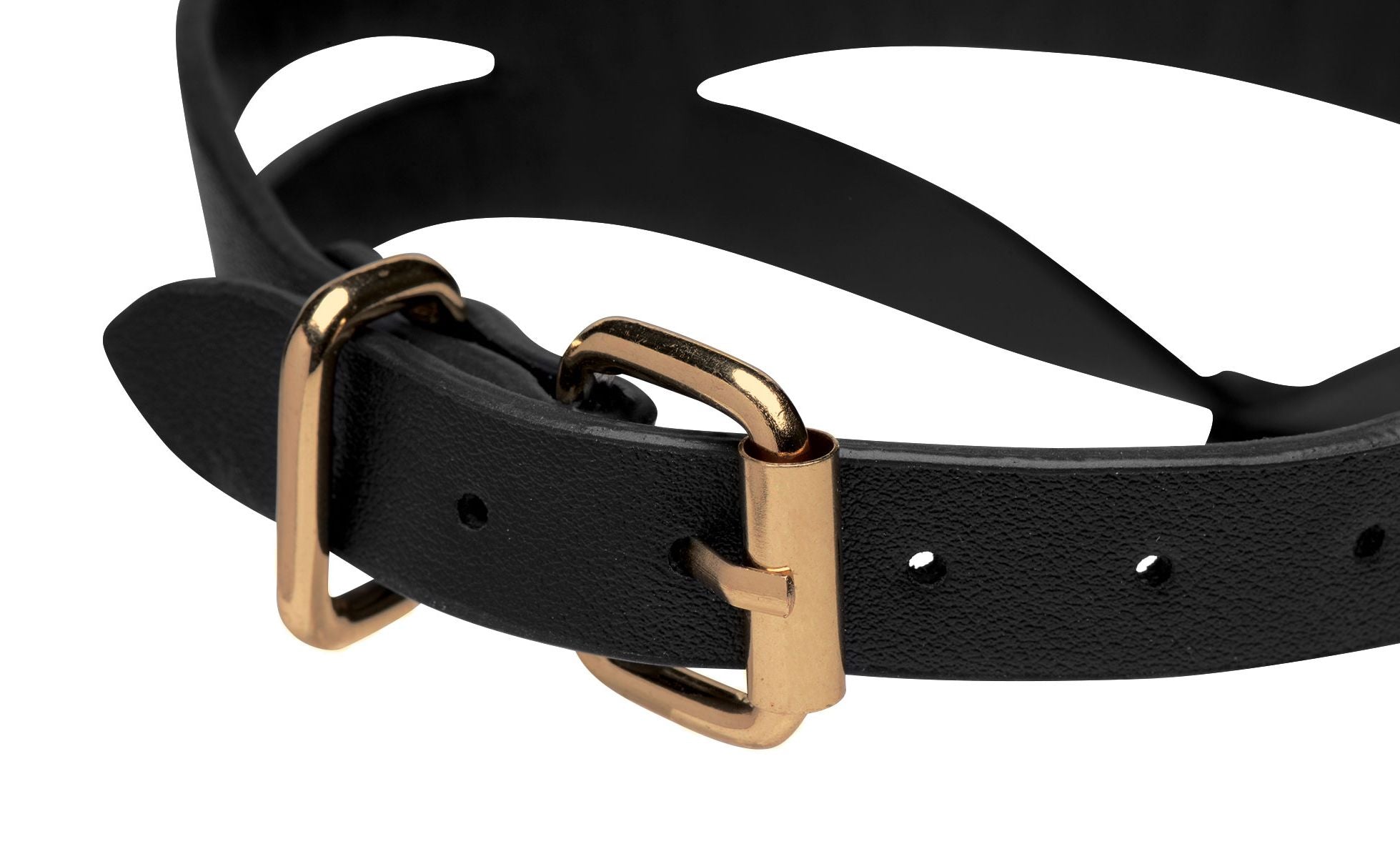 Bondage Baddie Collar With O-ring - Black/Gold