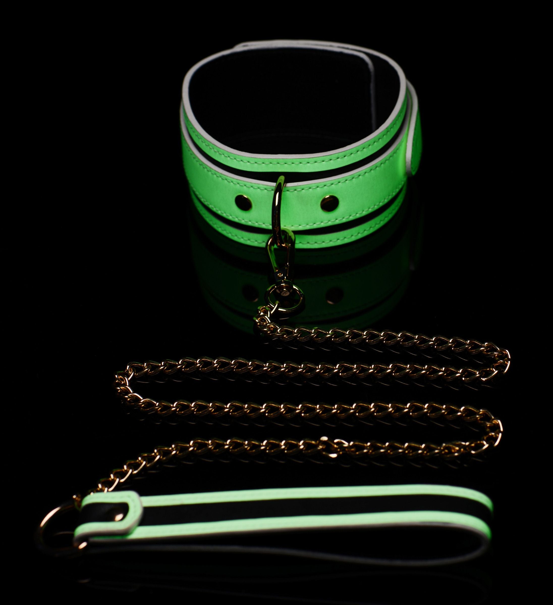 Kink in the Dark - Glow-In-The-Dark Collar With Belt