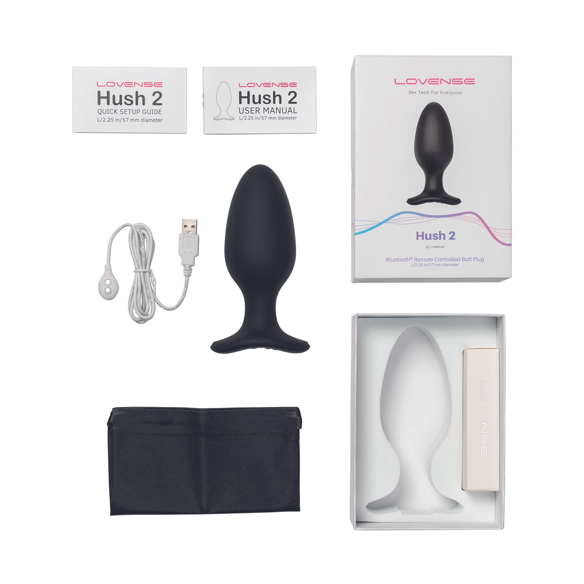 Lovense - Hush 2 Vibrating Butt Plug With App - Black