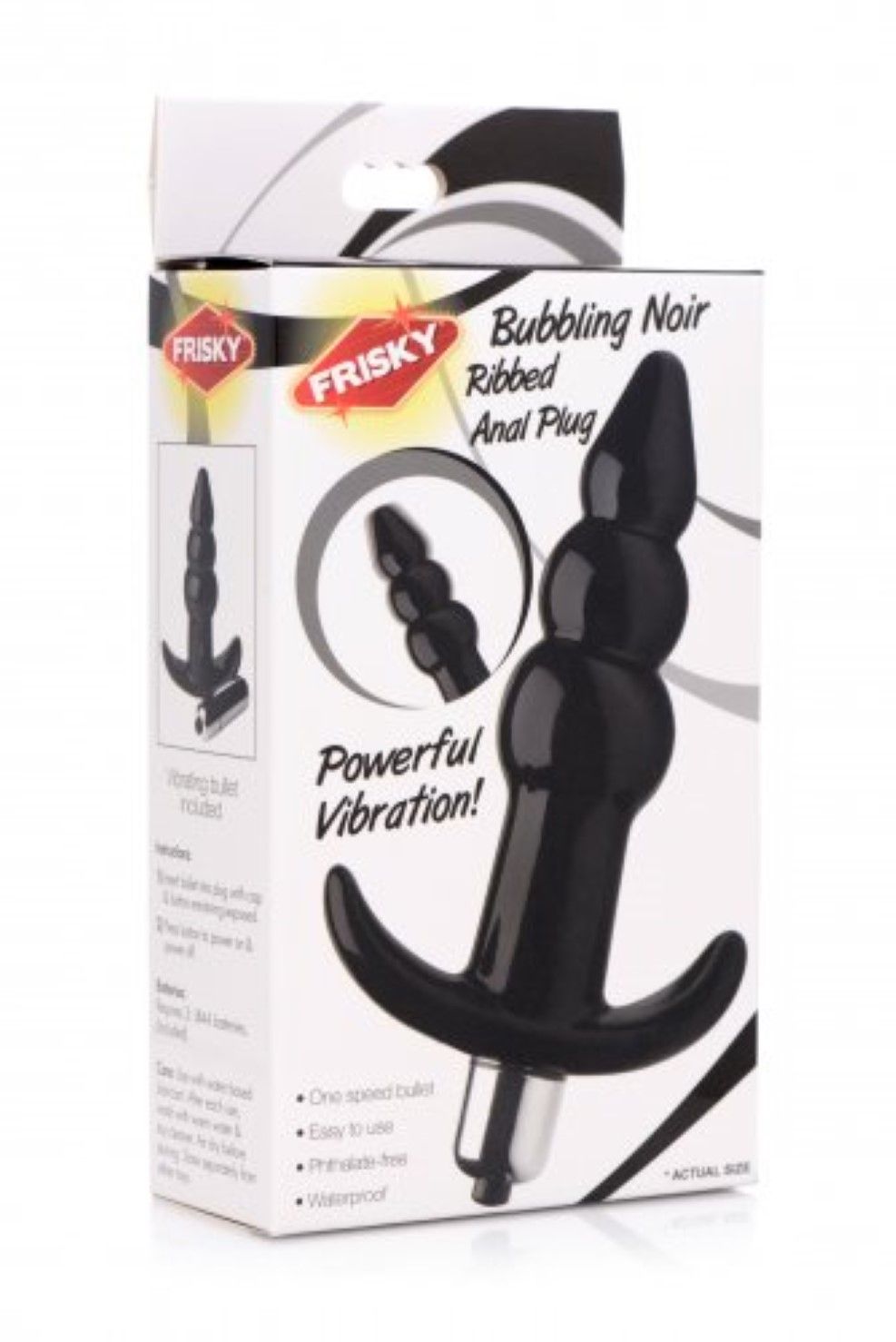 Bubbly Vibrating Anal Plug With Ribbing - Black