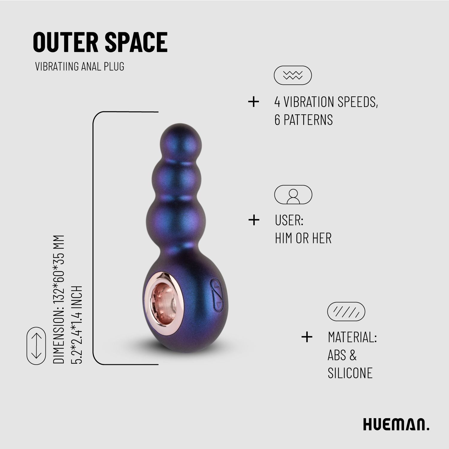 Hueman - Outer Space Vibrating Anal Plug