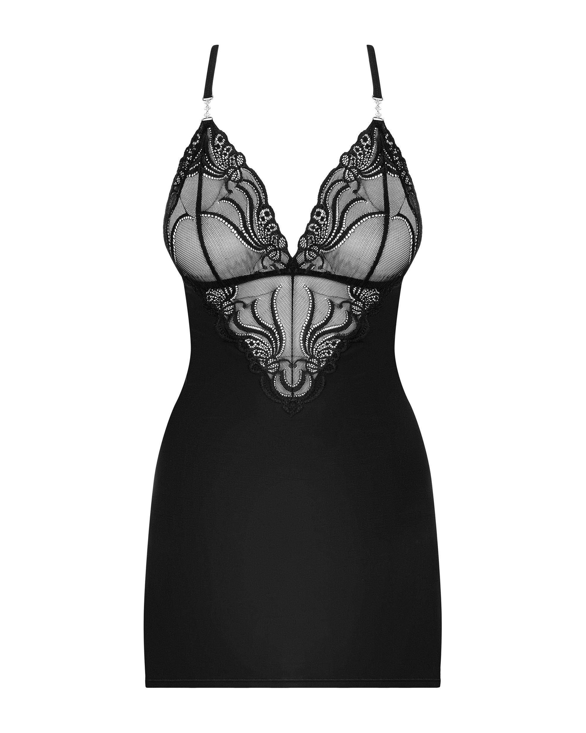 Negligee With Mesh And Crossed Straps