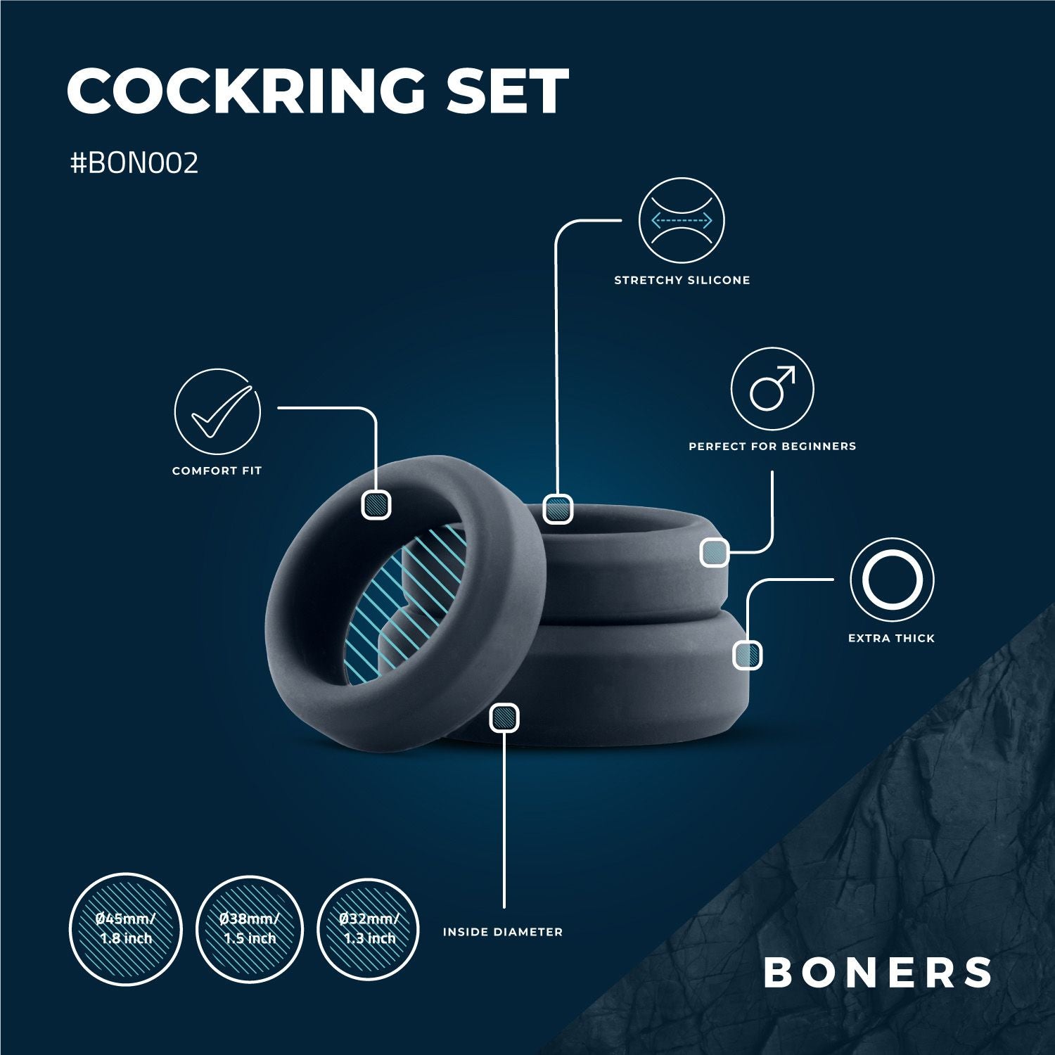 Boners 3 Ring kit (flat rings)